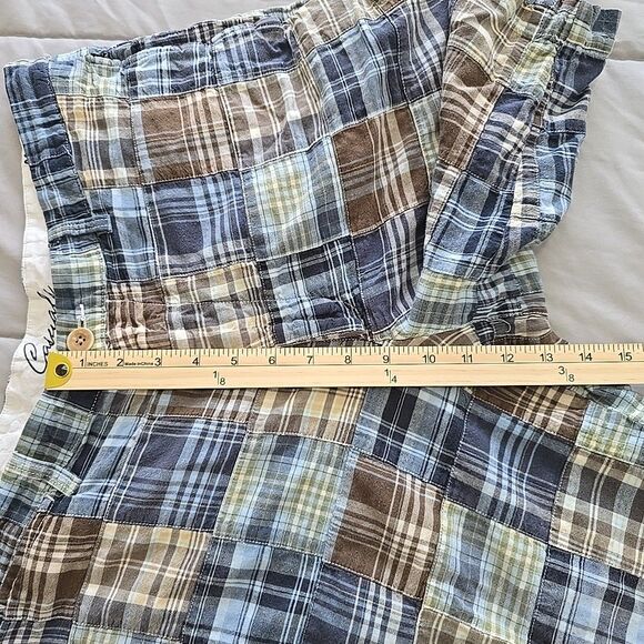 Casuals Roundtree & Yorke Mens 36 Plaid Patchwork Shorts Cotton Preppy Boho - Picture 4 of 8